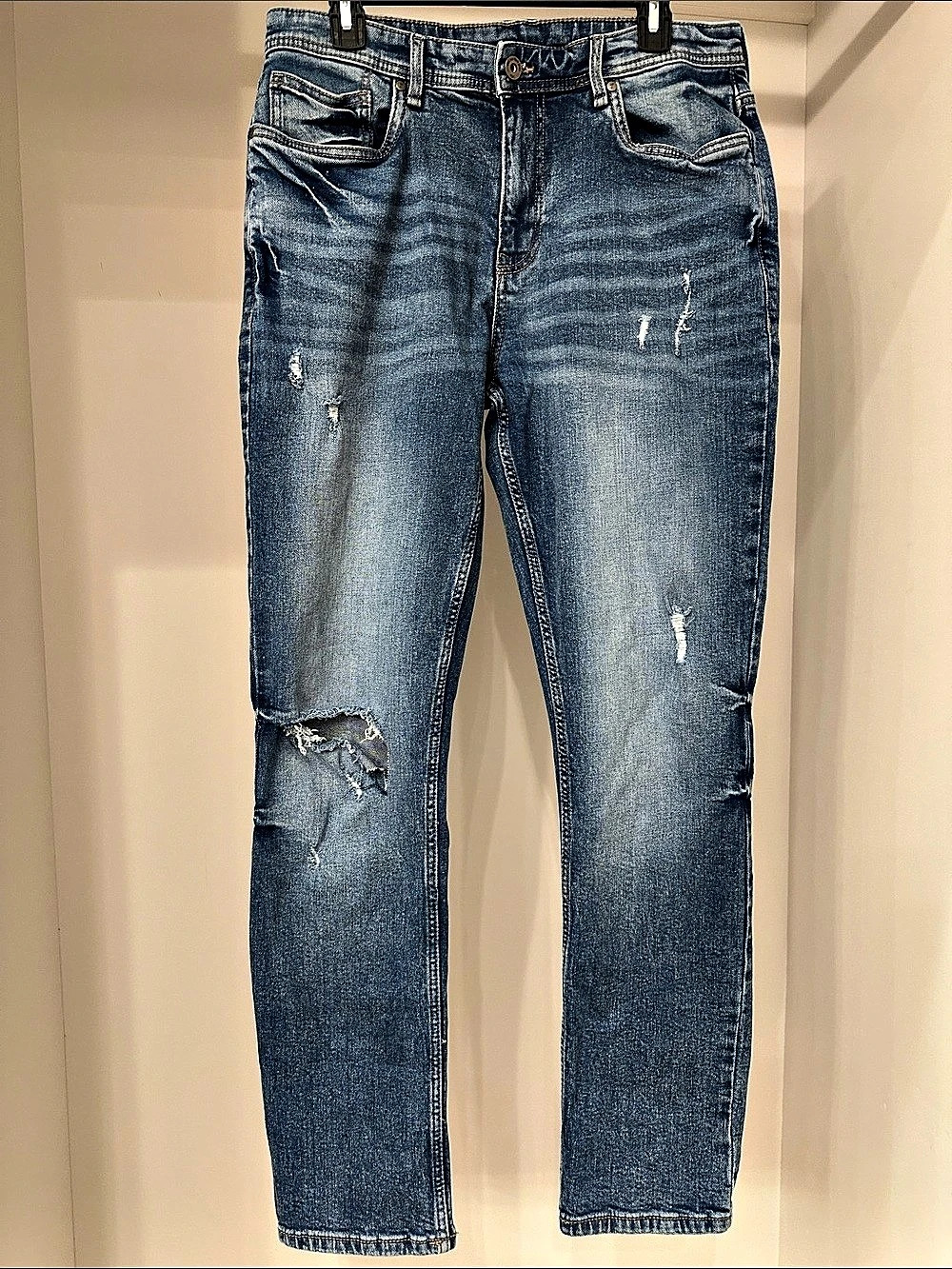 the perfect jean nyc Slim Thick Distressed Medium Blue Jeans Waist 32 Blue